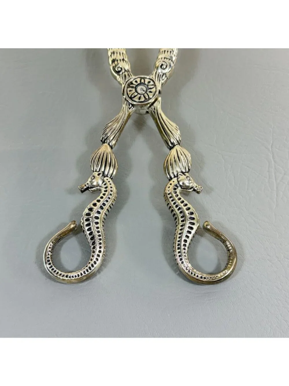 Vintage Godinger Silver Seahorse Seashell Scissor Salad Serving Tongs 10